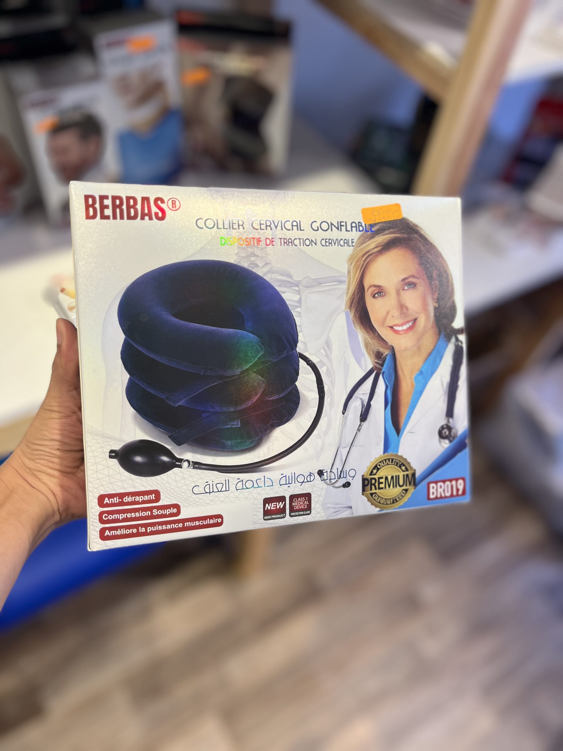 BERBAS® 28 0 COLLIER CERVICAL GONFLABLE DISPOSITIF DE TRACTION CERVICALE